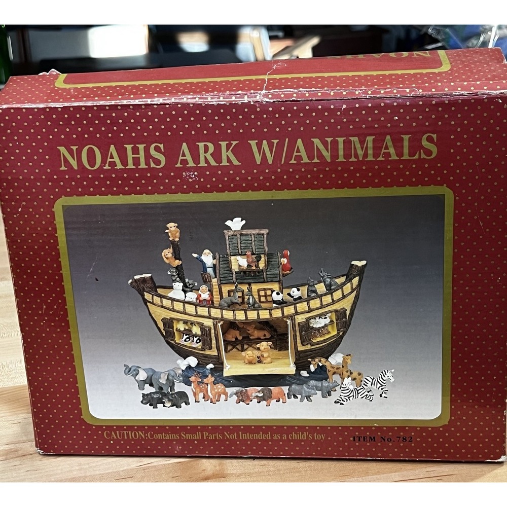 Noah's Ark Pan-Orama Hand Painted Two by Two Animal Resin Set 1998 Vintage